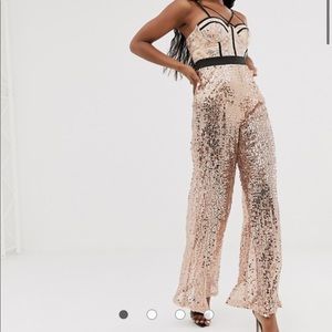 Asos rose gold sequin jumpsuit